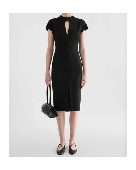 Jil Sander Black Keyhole Neck Midi Dress