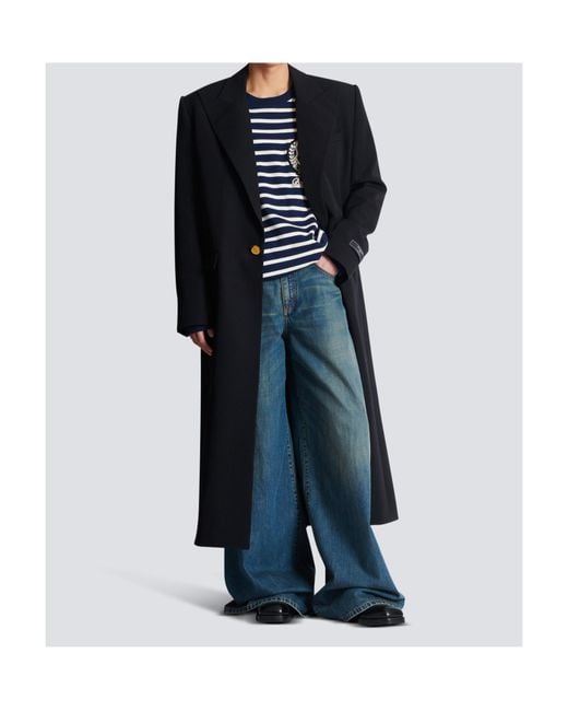 Balmain Black Long Coat for men