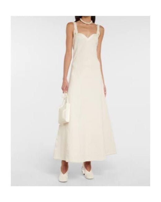 Jil Sander White Cotton-Blend Midi Dress