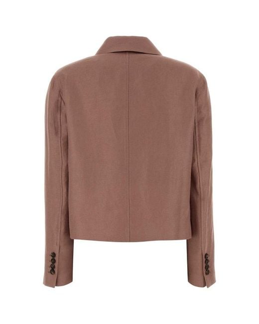 Brunello Cucinelli Brown Buttoned Shirt Blazer