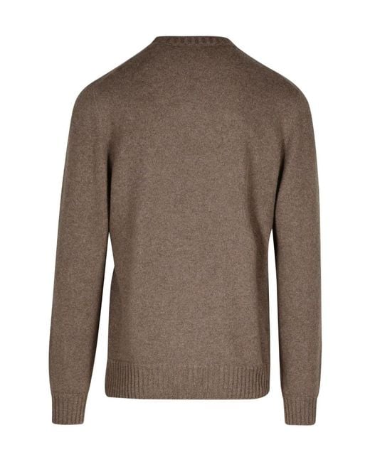 Gran Sasso Brown Crewneck Knitted Jumper for men