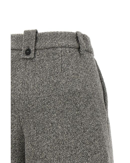 Golden Goose Deluxe Brand Gray Tweed-Effect Pleated Shorts