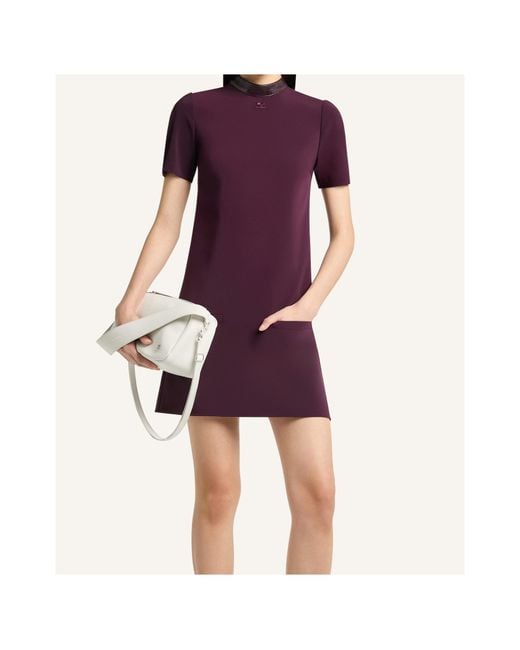 Courreges Purple Vinyl-Collar A-Line Mini Dress