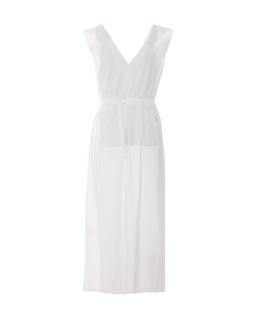 Patrizia Pepe White Belted V-Neck Maxi Dress