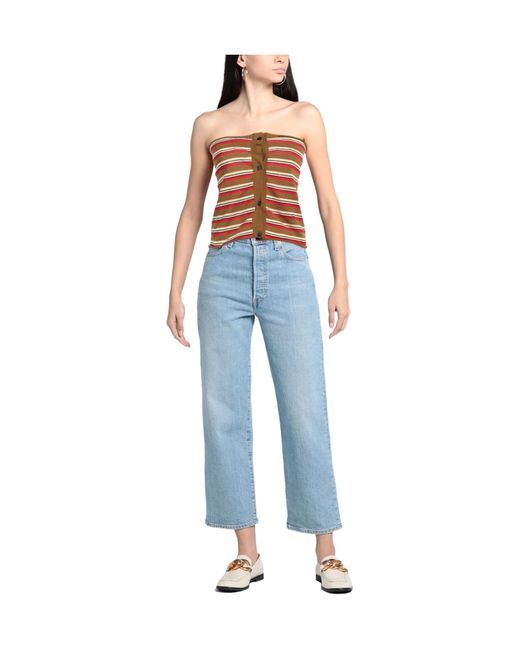 Marni Orange Striped Strapless Top