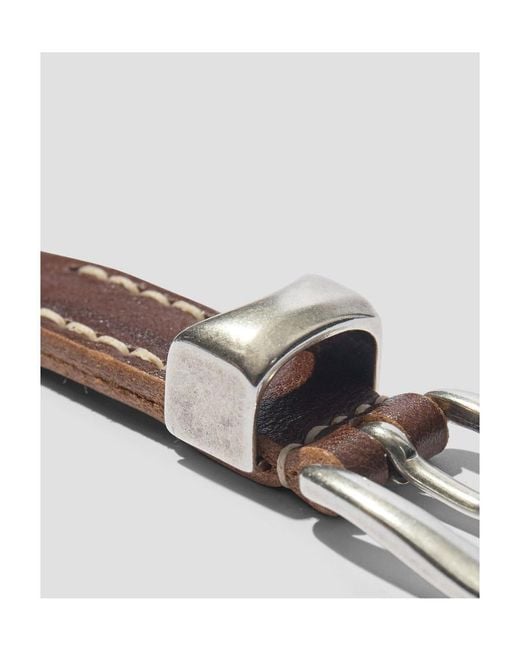 Our Legacy White Contrast-Stitching Leather Belt for men