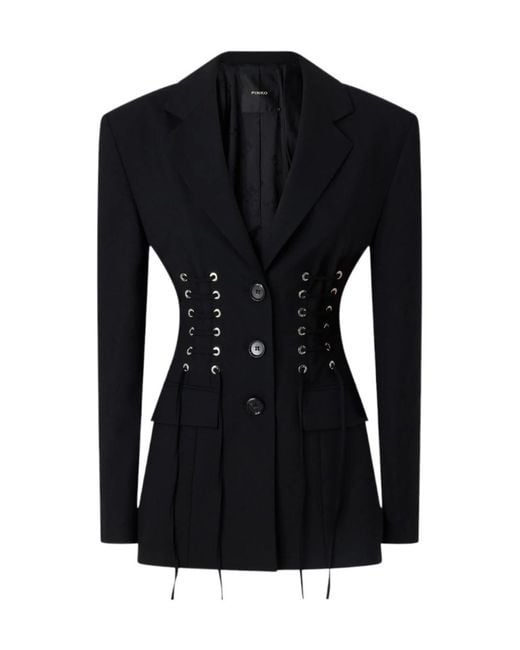 Pinko Black Bustier Slim-Fit Jacket