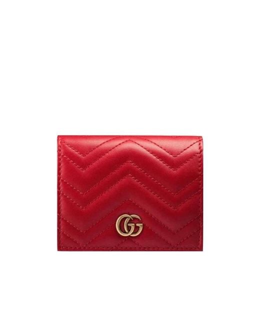 Gucci Red Gg Marmont Card Case