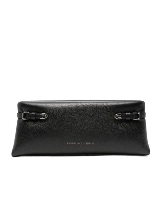 Brunello Cucinelli Black Leather Clutch Bag