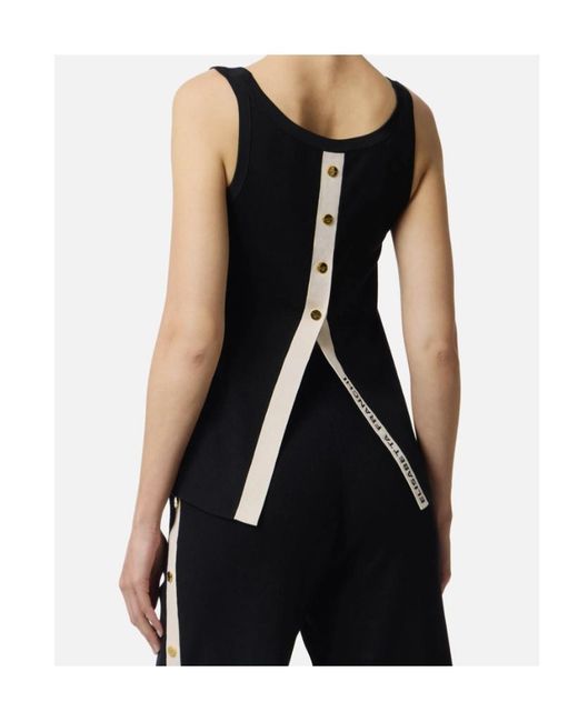 Elisabetta Franchi Black Button Detailed Knit Top