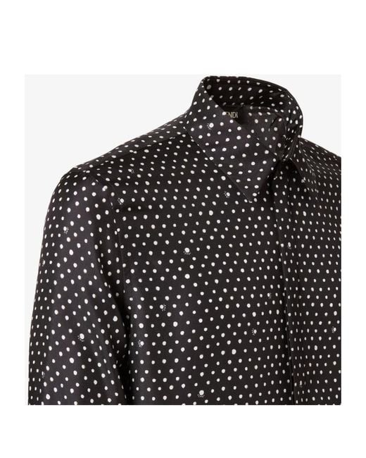 Fendi Black Printed Silk Shirt for men