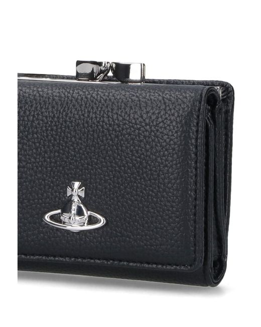 Vivienne Westwood Black Logo Engraved Wallets