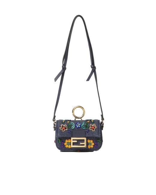 Fendi White Embellished Mini Shoulder Bag