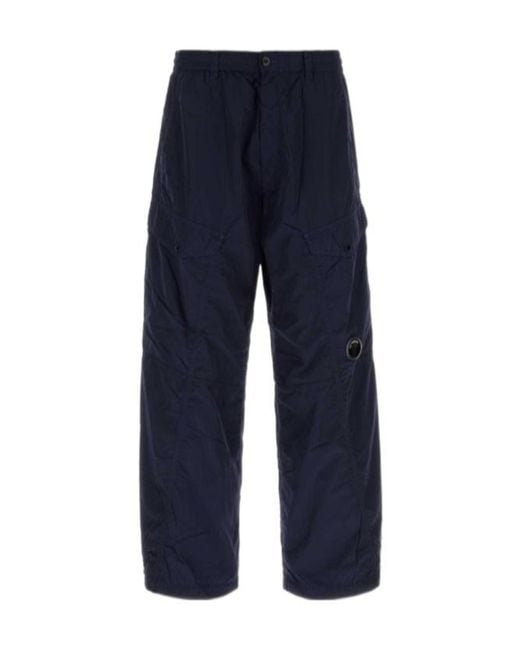 C P Company Blue Casual Trousers With Belt Loops for men