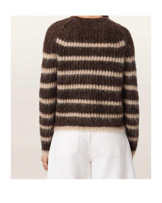 AllSaints Brown Wool-Blend Stripe Riga Sweater