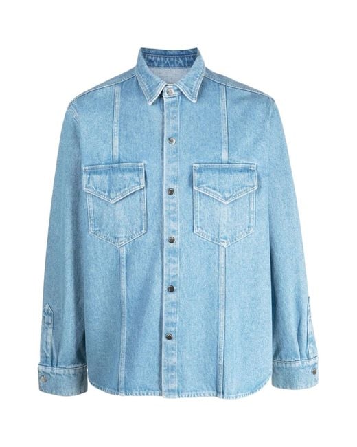 Nanushka Blue Button-Up Denim Shirt for men