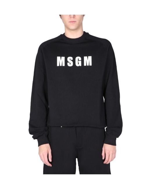 MSGM Black Logo-Print Sweatshirt for men