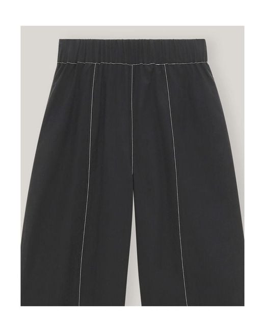 Ganni Gray Stitched Detailed Straight Leg Trousers