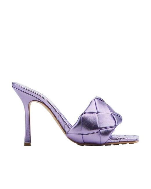 Bottega Veneta Purple Intreccio Metallised Mules