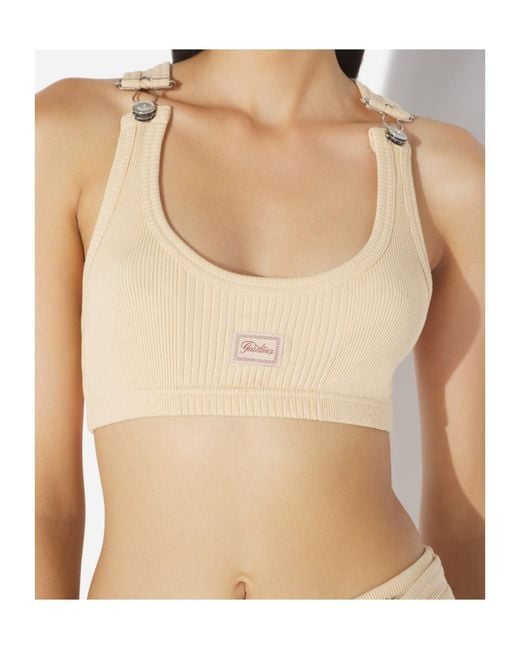 Jean Paul Gaultier Natural Ribbed Buckled Bra Top