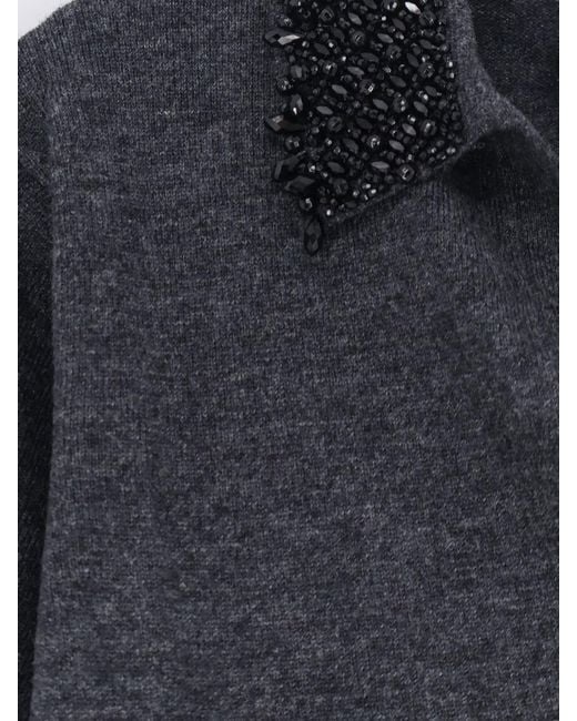 Semicouture Blue Bead-Embellished Knitted Sweater