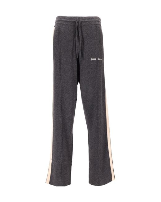 Palm Angels Gray Logo Stripe Knit Trousers