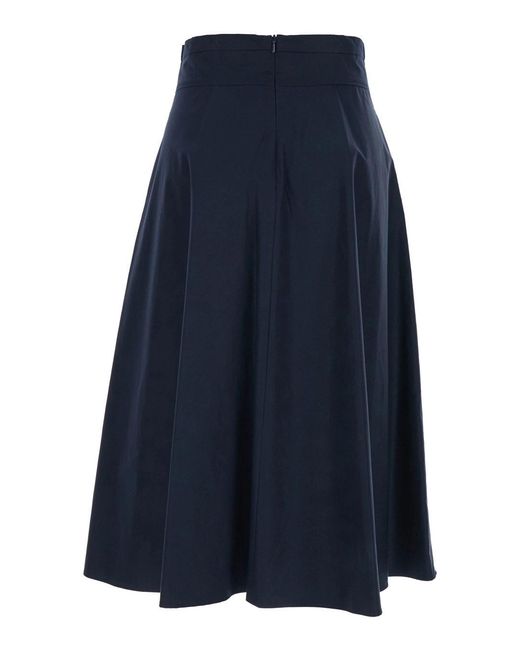 Max Mara Blue Midi Skirt With Flared Design And Pleats On The Fr