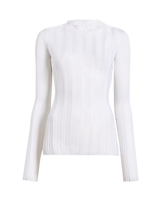 Khaite White Cosette Mock-Neck Knit Top