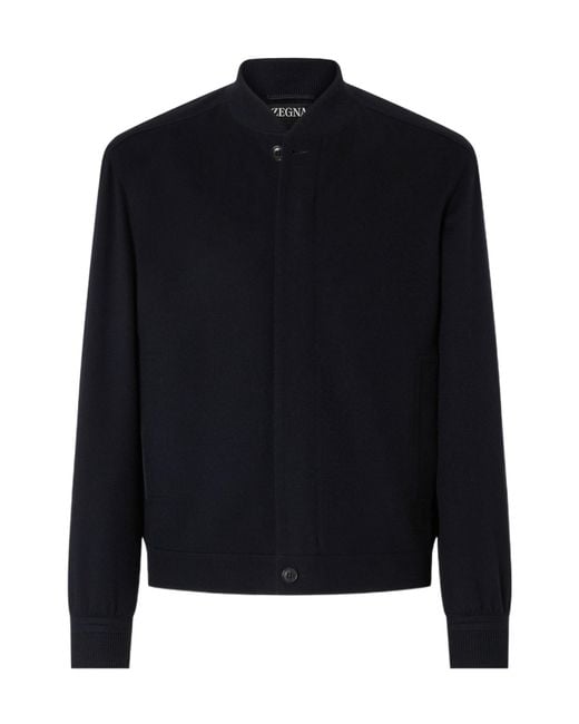 Zegna Blue Oasi Cashmere-Elements Bomber Jacket for men