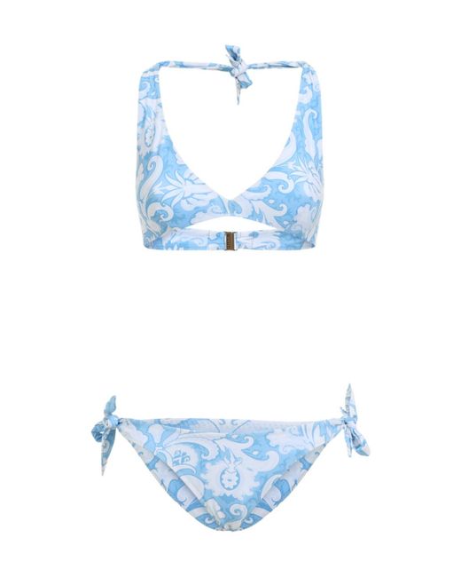 Etro Blue Paisley-Print Bikini