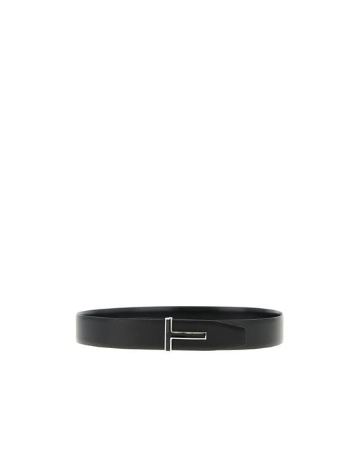 Tom Ford White Logo Plaque Reversible Belt for men