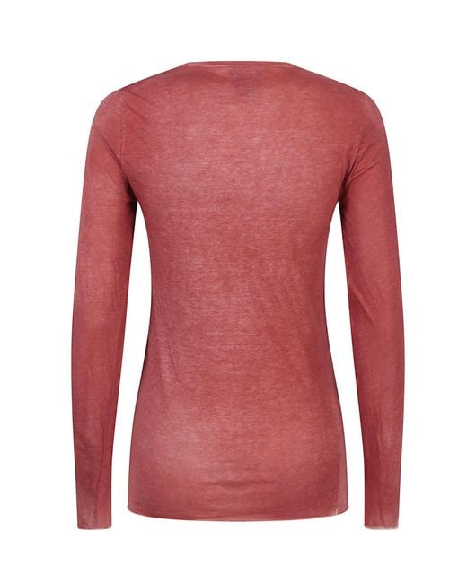 Avant Toi Red V-Neck Long Sleeve Top