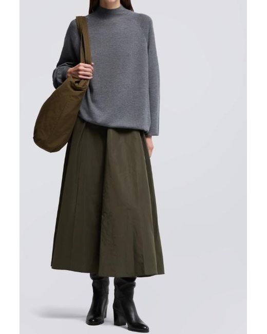 Aspesi Gray Elastic-Waist Flared Skirt