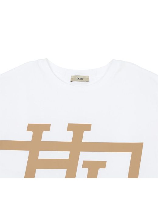 Herno White Logo Printed Crewneck T-Shirt