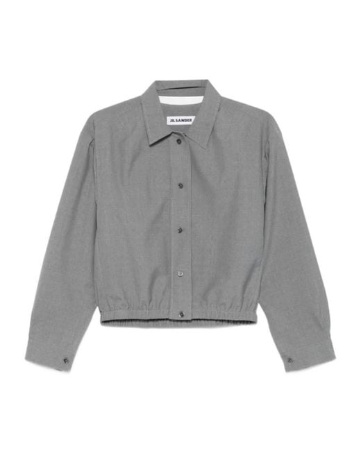 Jil Sander Gray Poplin Cropped Shirt