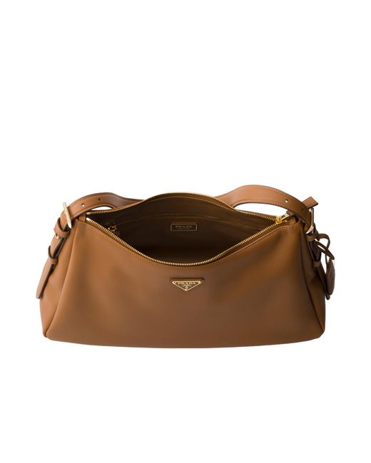 Prada Brown Aimèe Large Leather Shoulder Bag