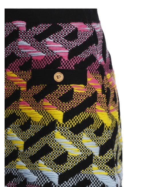 Versace Purple Greca-Knit Mini Skirt
