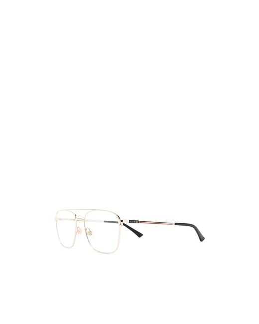 Gucci White Eyewear Aviator Frame Glasses for men