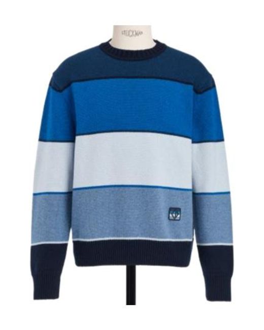Dior Blue Homme Striped Crewneck Jumper for men