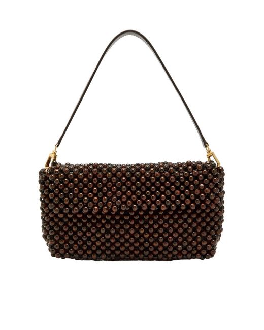 Staud Brown Timmy Beaded Shoulder Bag