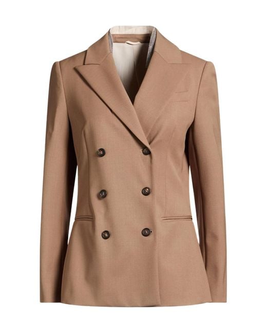Brunello Cucinelli Brown Solid-Color Wool Suit