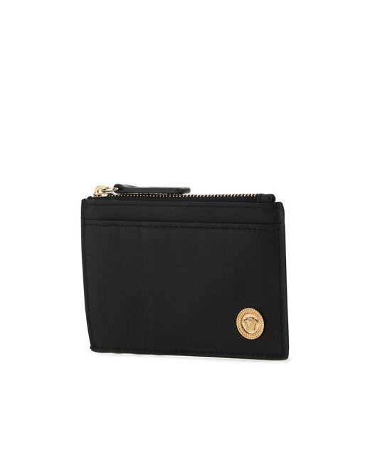Versace Black Medusa Plaque Zipped Wallet for men