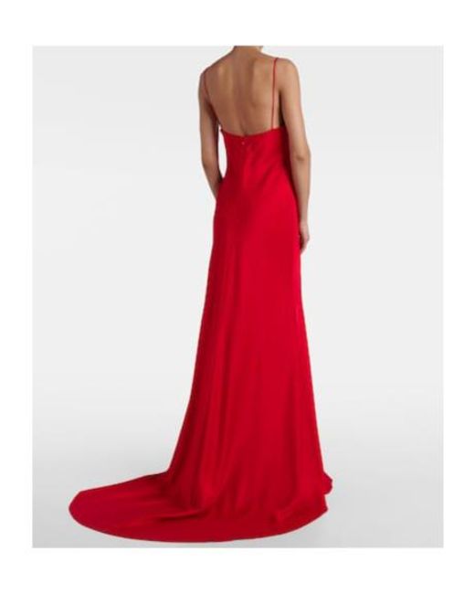 Alex Perry Red Lace-Trimmed Crepe Satin Gown