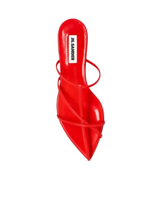 Jil Sander Red Strapped Sandals
