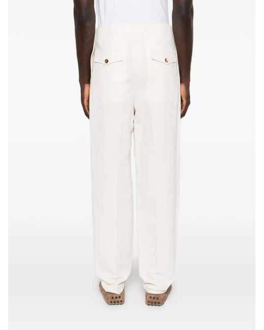 Brunello Cucinelli White Pleated Trousers for men
