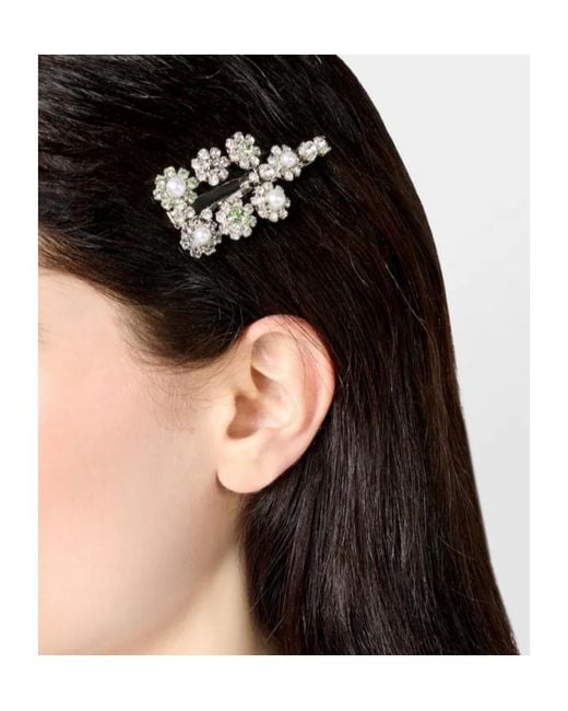 Roger Vivier White Flower Strass Hair Clip