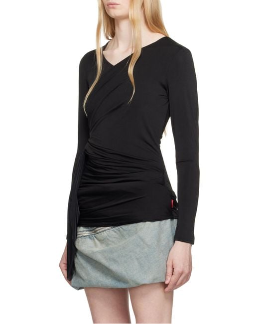 DIESEL Black T-Crissy-Plain Draped Top