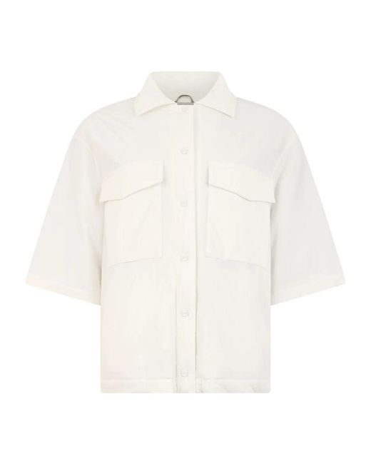 Herno White Boxy Three-Quarter Sleeve Buttoned Jacket
