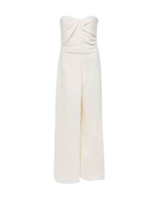 Safiyaa White Bridal Remi Draped Jumpsuit