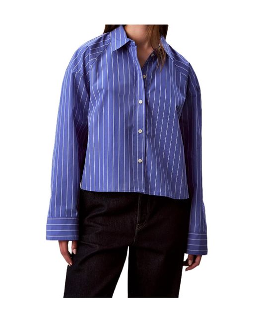 Calvin Klein Blue Striped Cotton Shirt